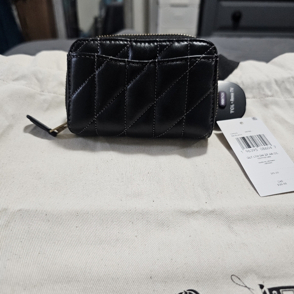 Coach Black Quilted Card Case with Gold Accents - Picture 9 of 10